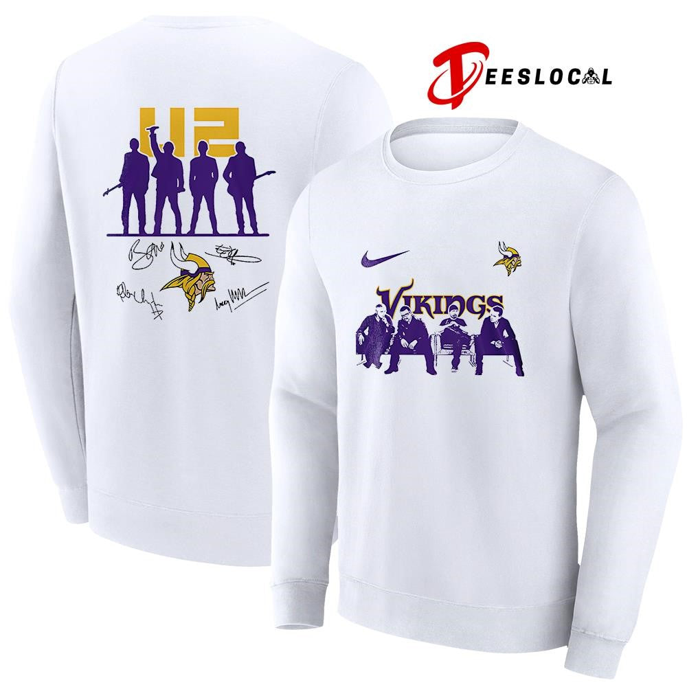 Minnesota Vikings x U2 band signature silhouette shirt