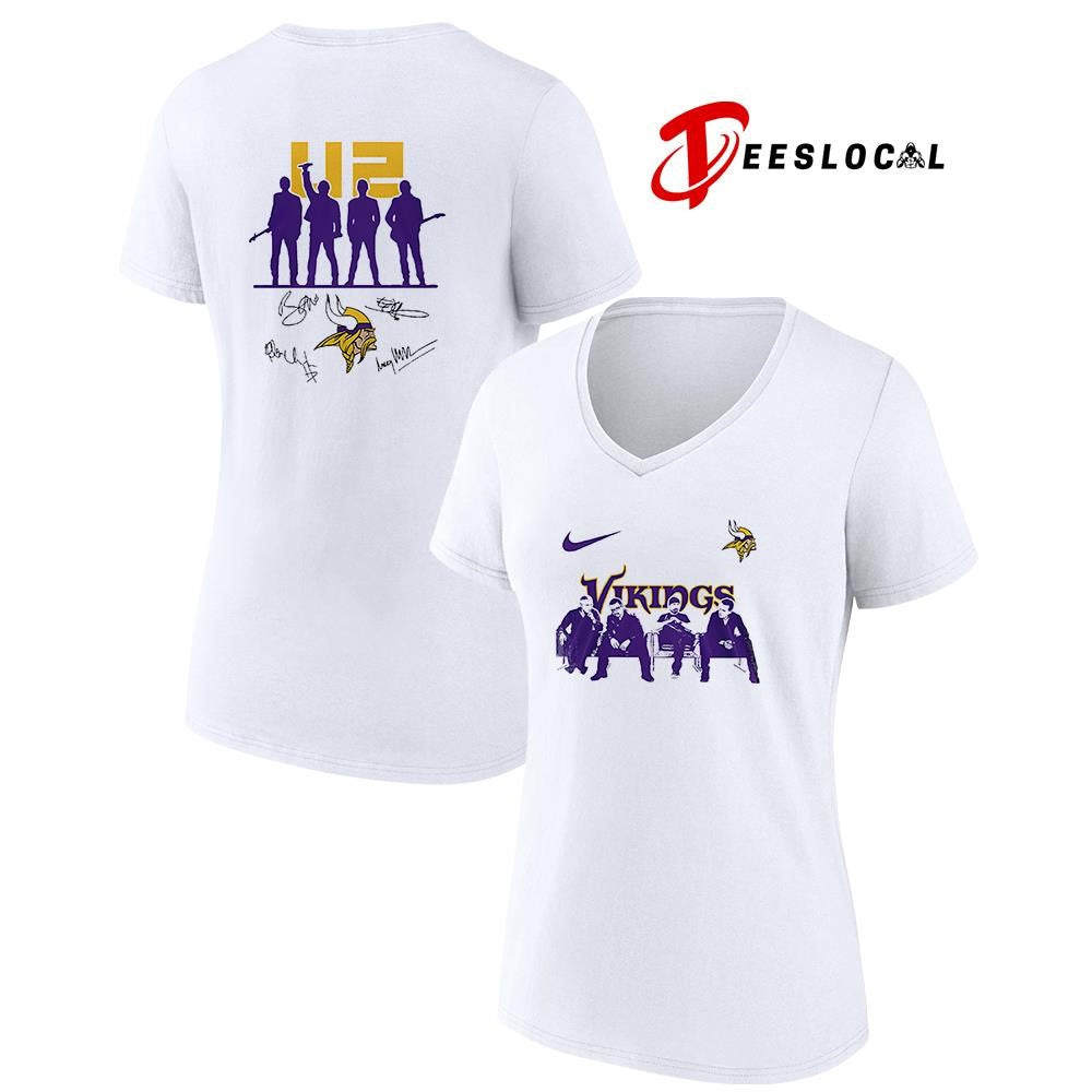 Minnesota Vikings x U2 band signature silhouette shirt