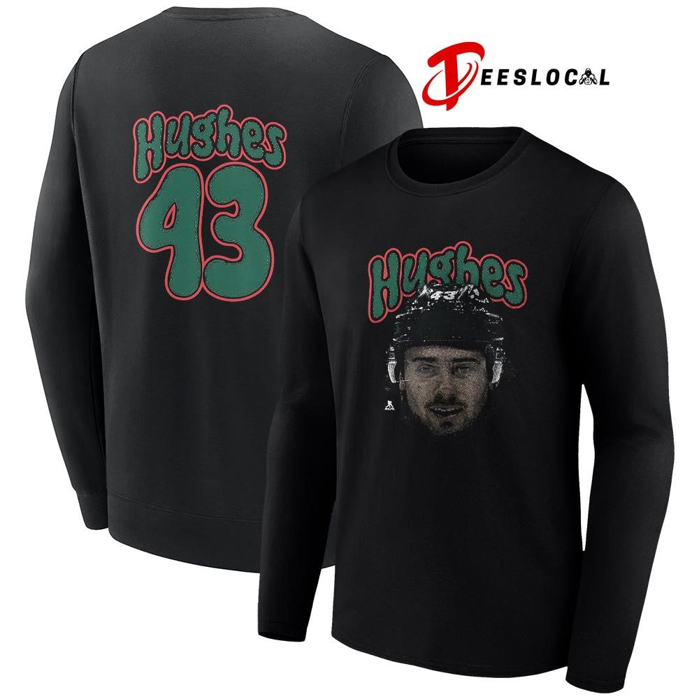 Minnesota Wild Quinn Hughes portrait name and number shirt