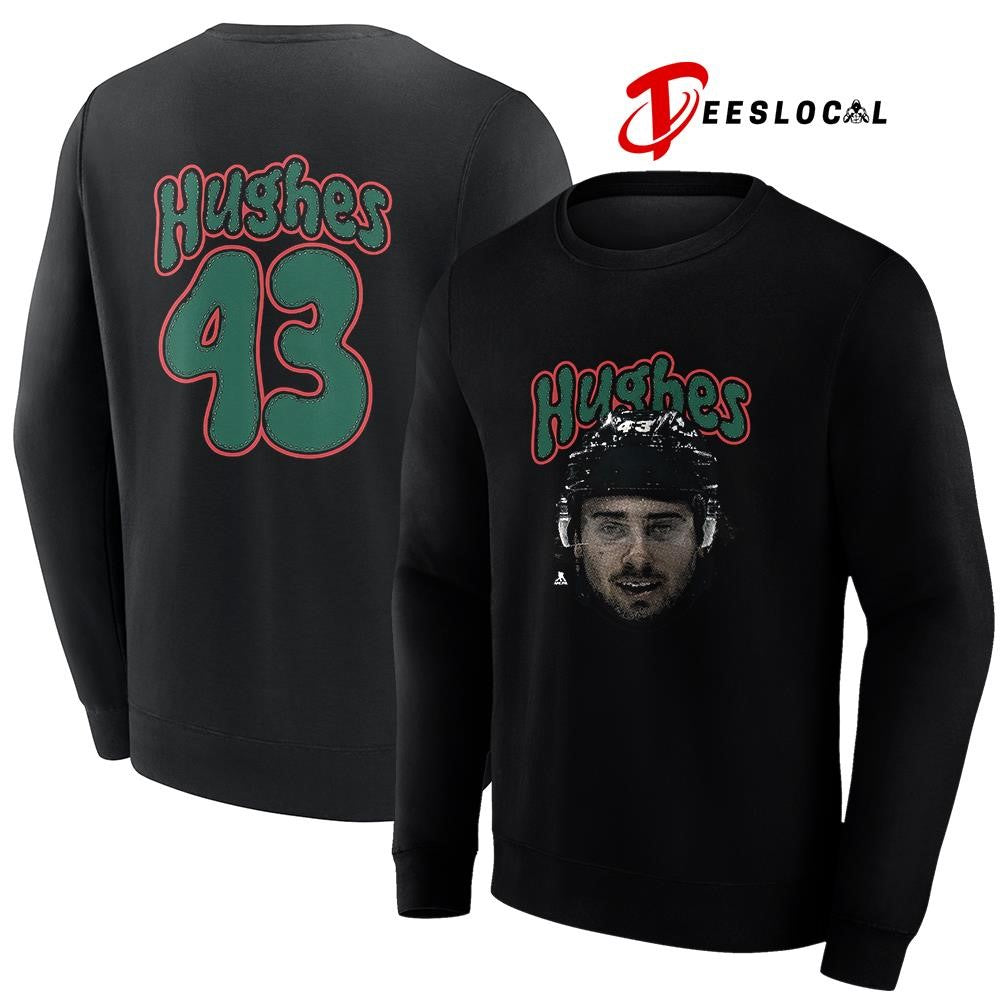 Minnesota Wild Quinn Hughes portrait name and number shirt