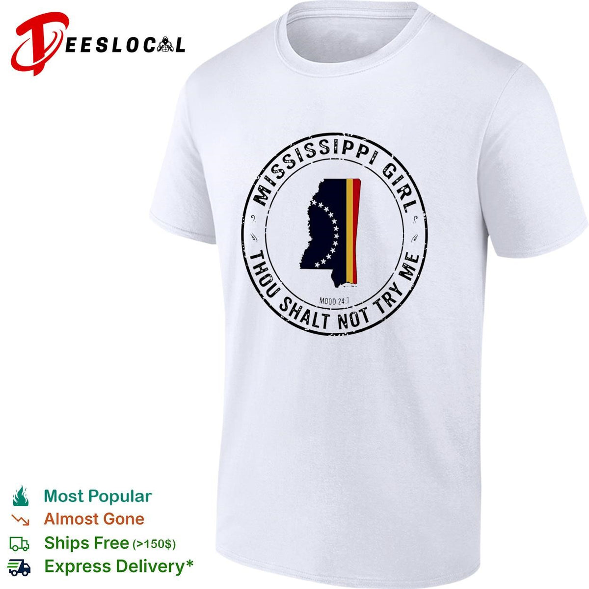 Mississippi Girl thou shalt not try me state outline circle stamp shirt