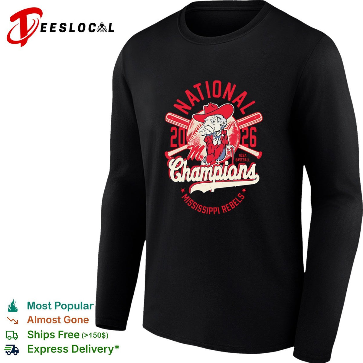 Mississippi Rebels National Champions 2026 NCBA Baseball Mascot shirt