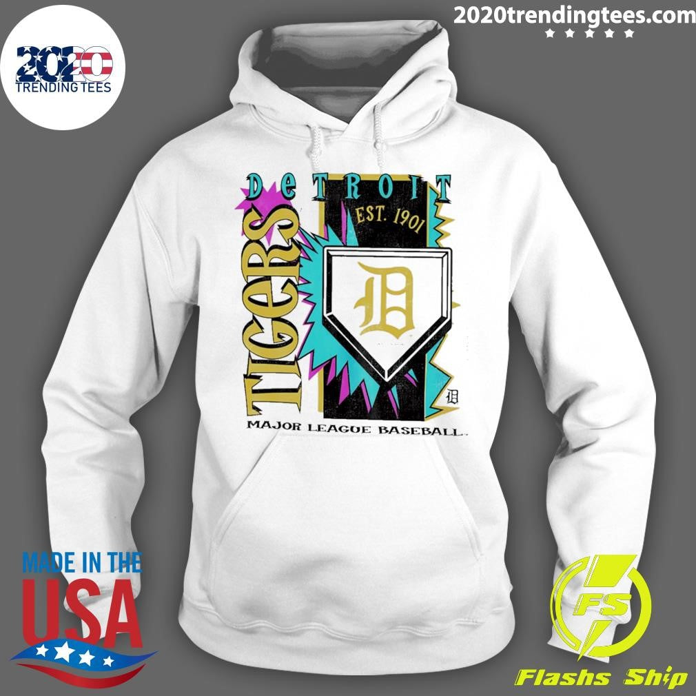Mitchell & Ness Detroit Tigers White Cooperstown Neon Field Shock Baseball Tee Shirt