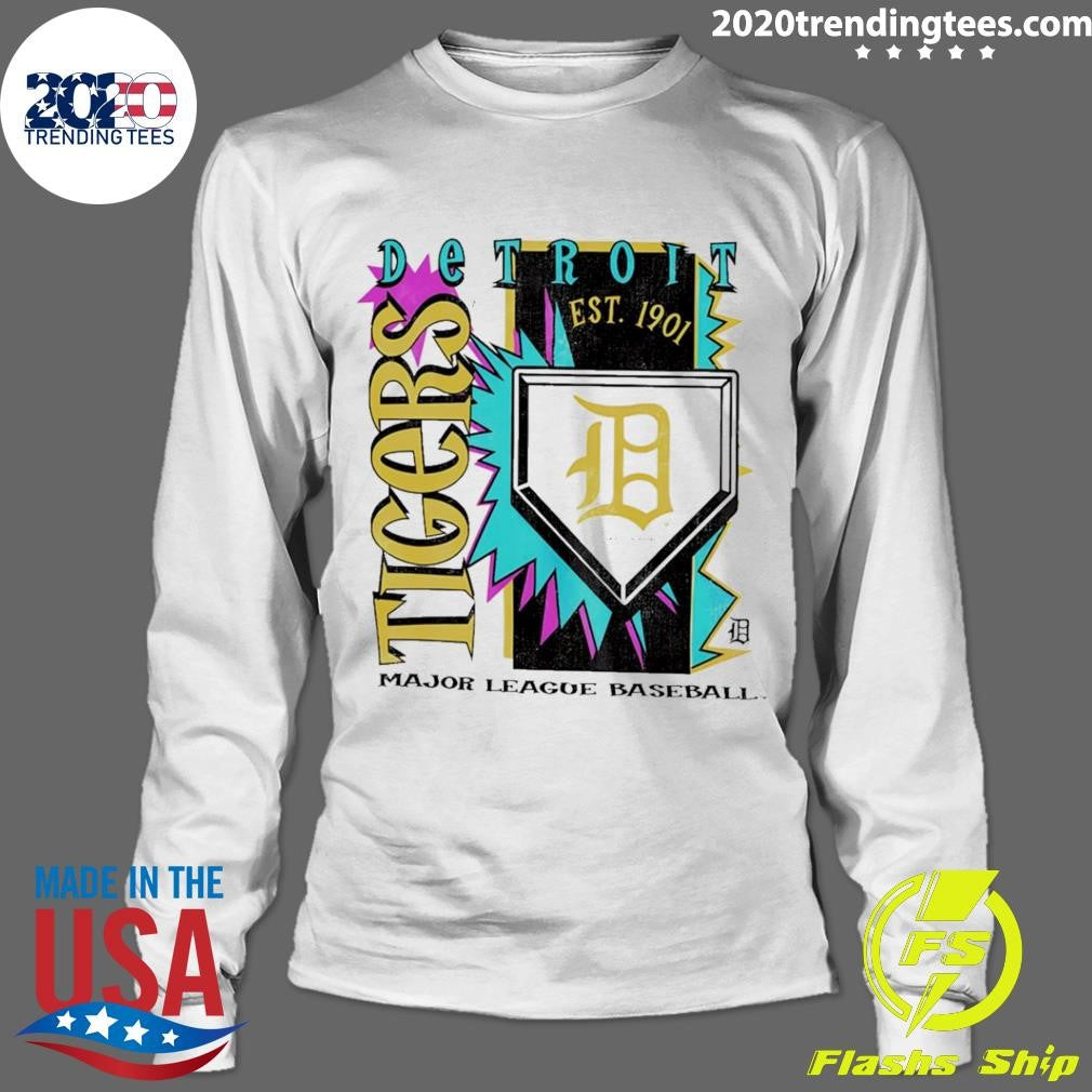 Mitchell & Ness Detroit Tigers White Cooperstown Neon Field Shock Baseball Tee Shirt