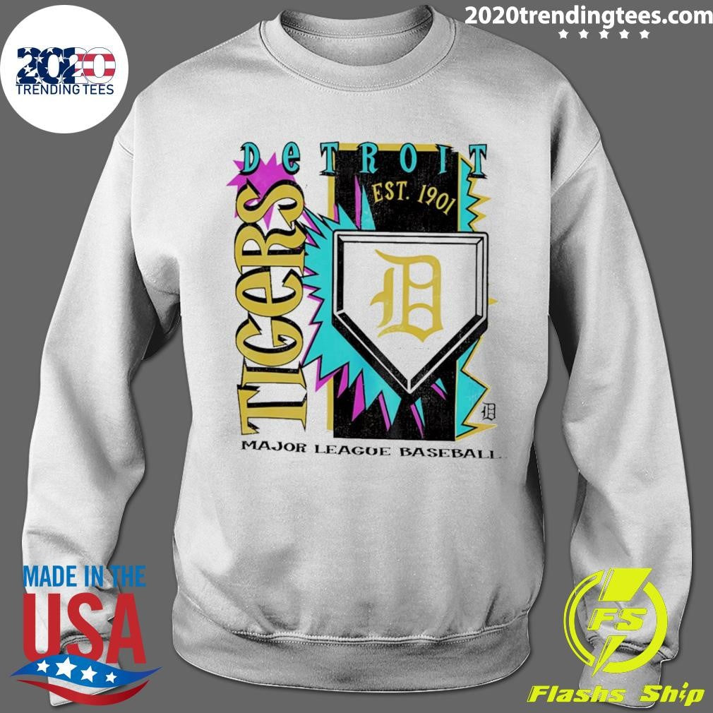 Mitchell & Ness Detroit Tigers White Cooperstown Neon Field Shock Baseball Tee Shirt