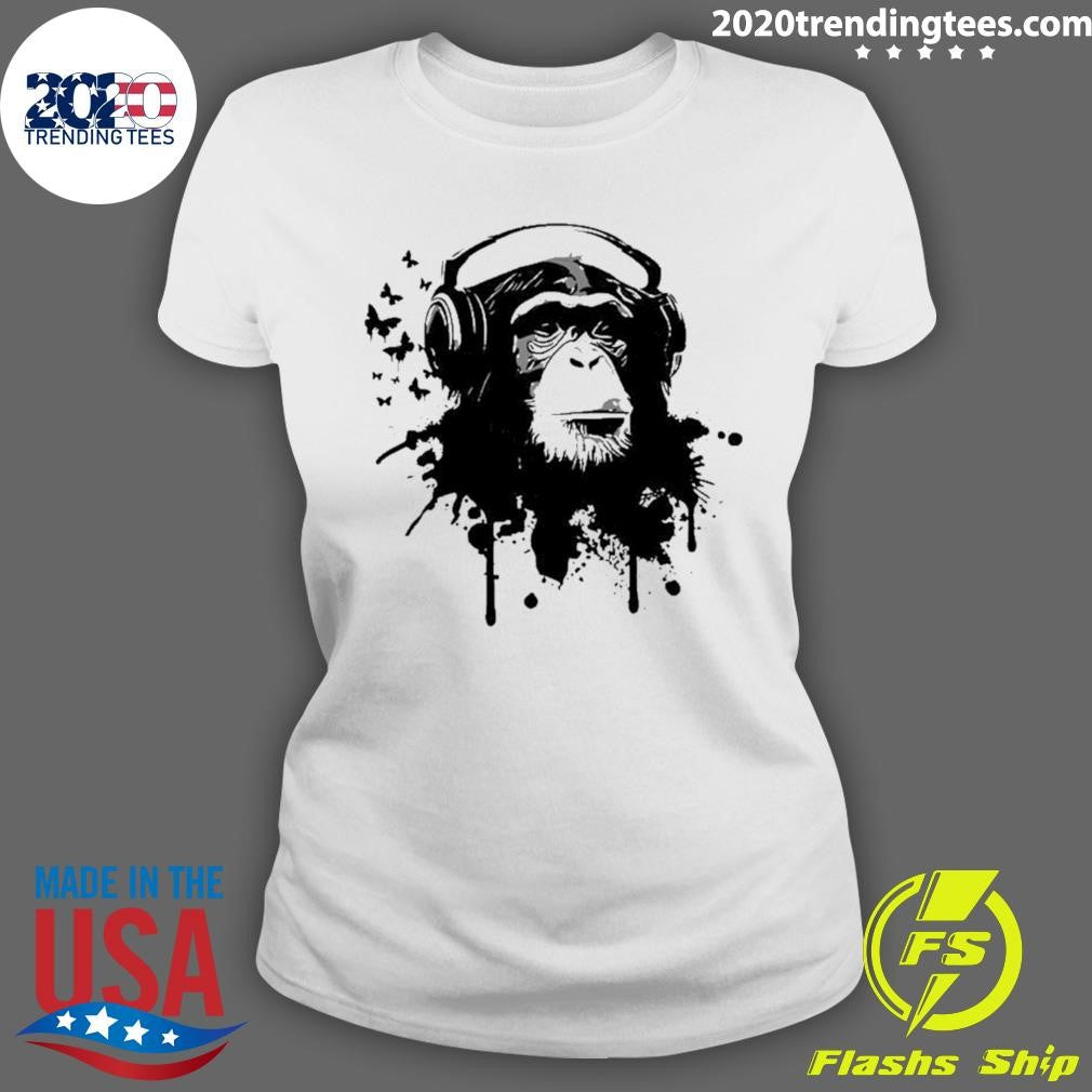 Monkey With Headphones Art Shirt
