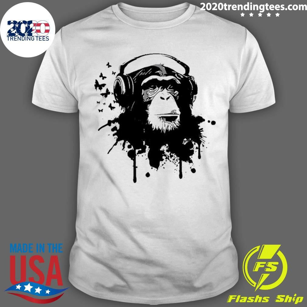 Monkey With Headphones Art Shirt