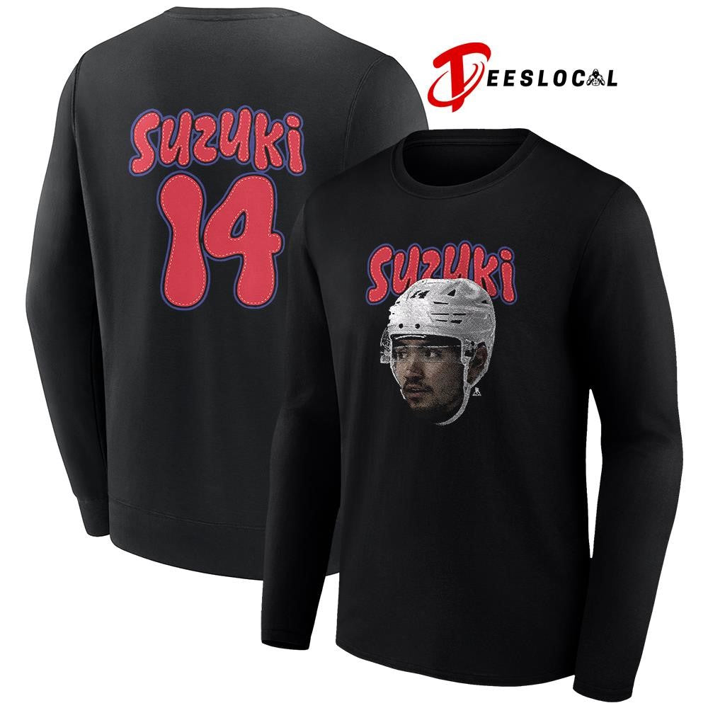 Montreal Canadiens Nick Suzukia portrait name and number shirt