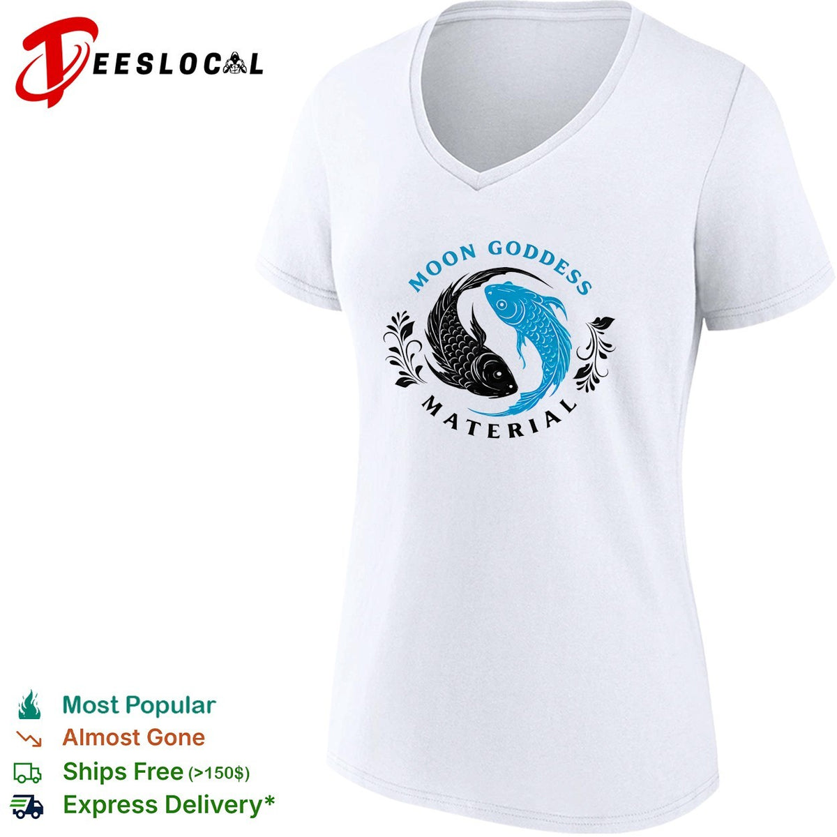 Moon Goddess Material yin yang koi fish vintage shirt