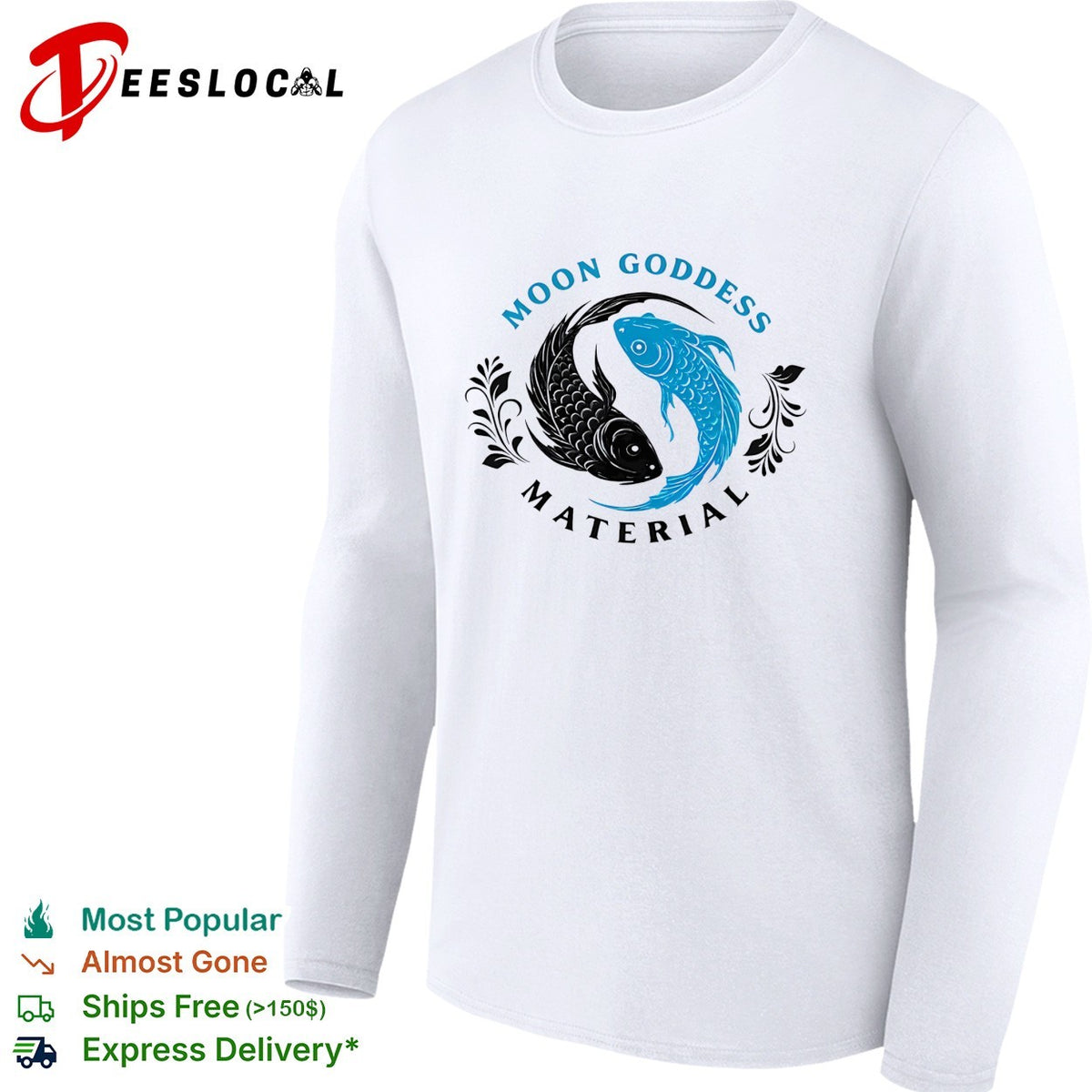 Moon Goddess Material yin yang koi fish vintage shirt
