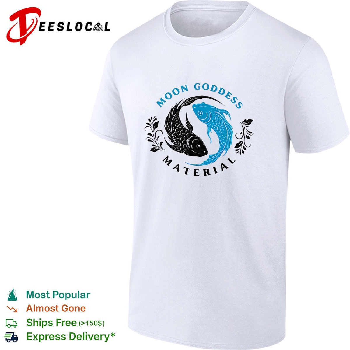 Moon Goddess Material yin yang koi fish vintage shirt