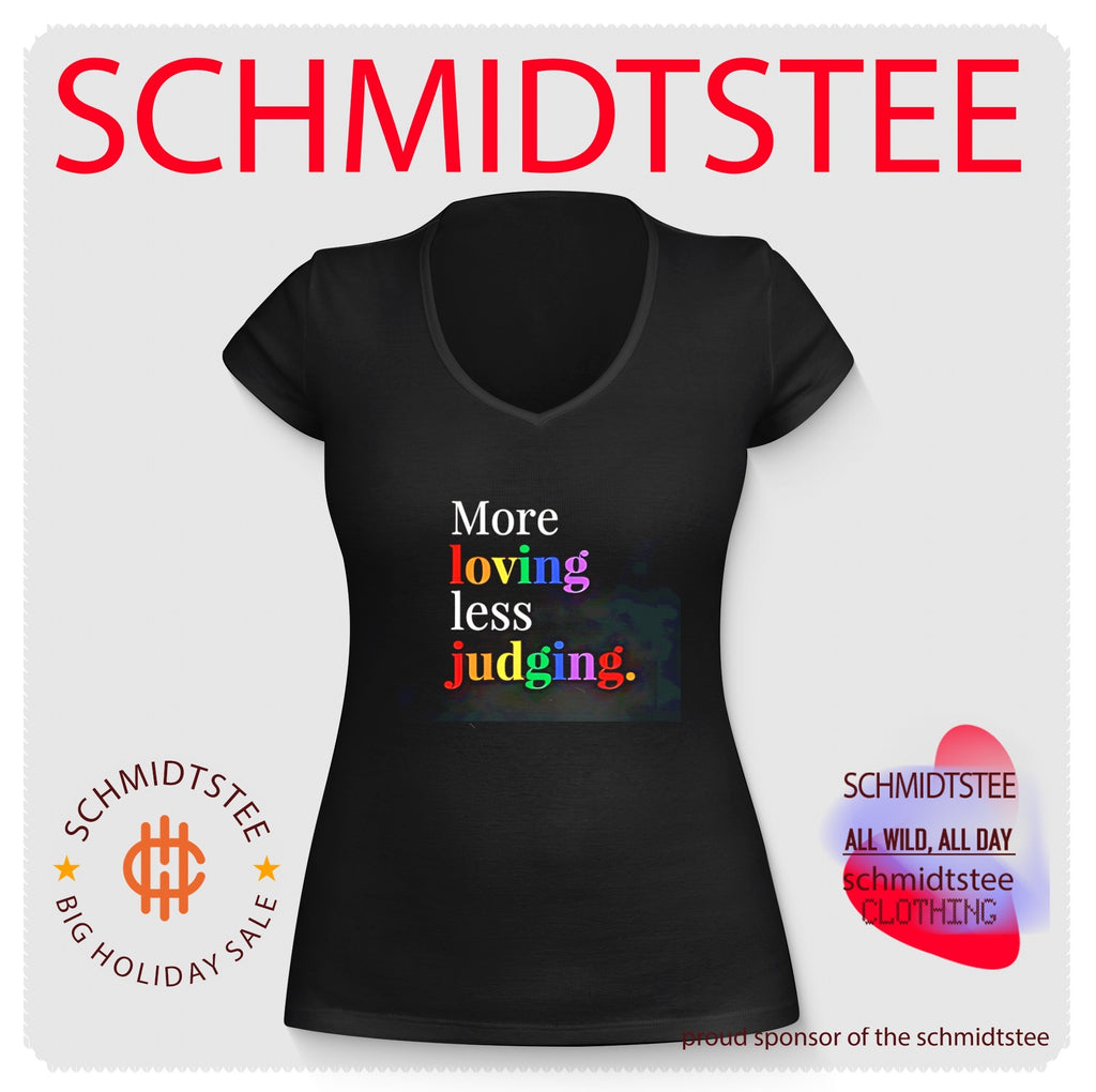 More loving less judging rainbow text shirt