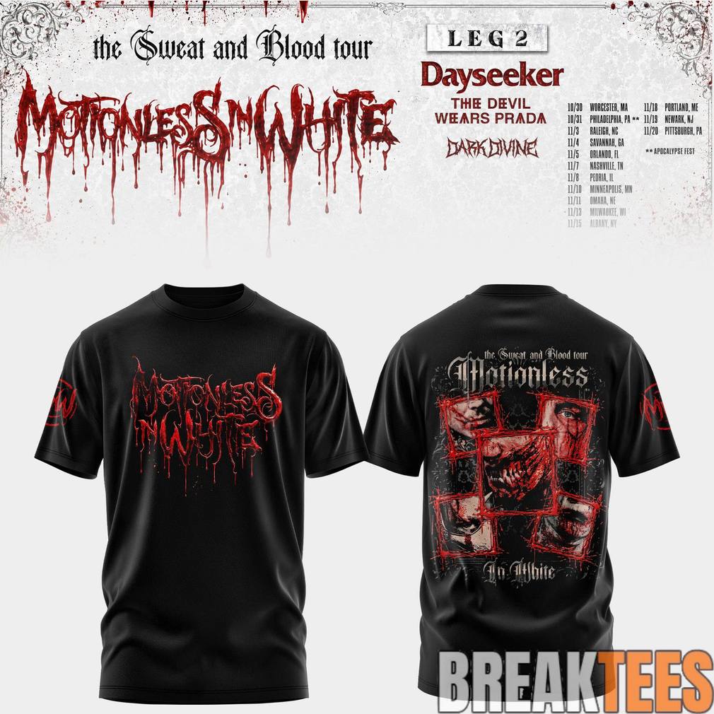 Motionless In White Leg 2 of The Sweat And Blood Tour 2026 Shirt