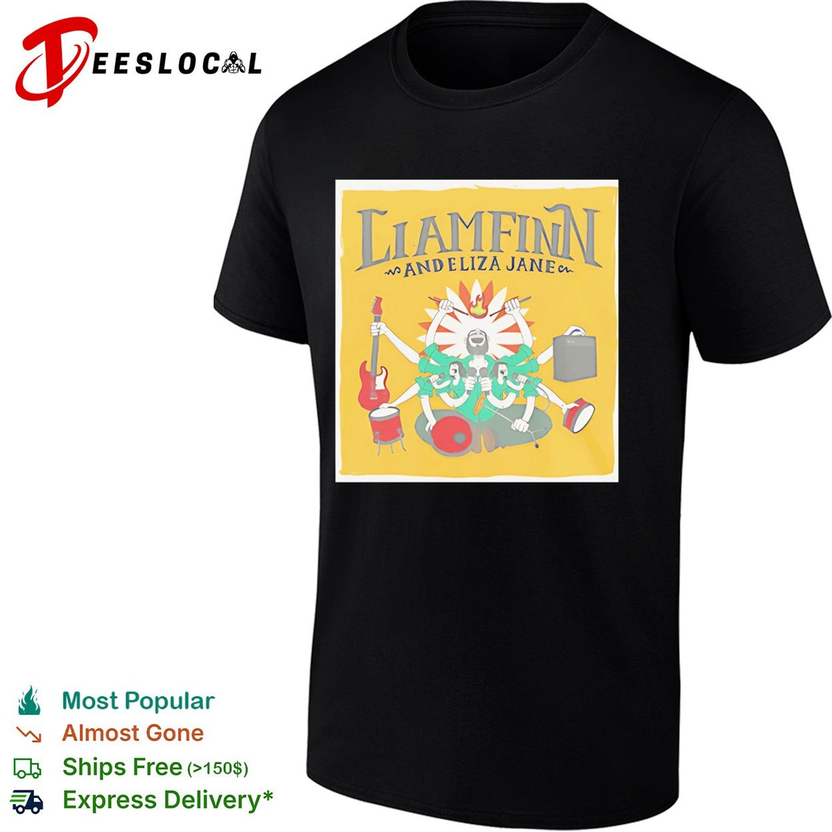Multi-armed musician mandala concert duo colorful art shirt