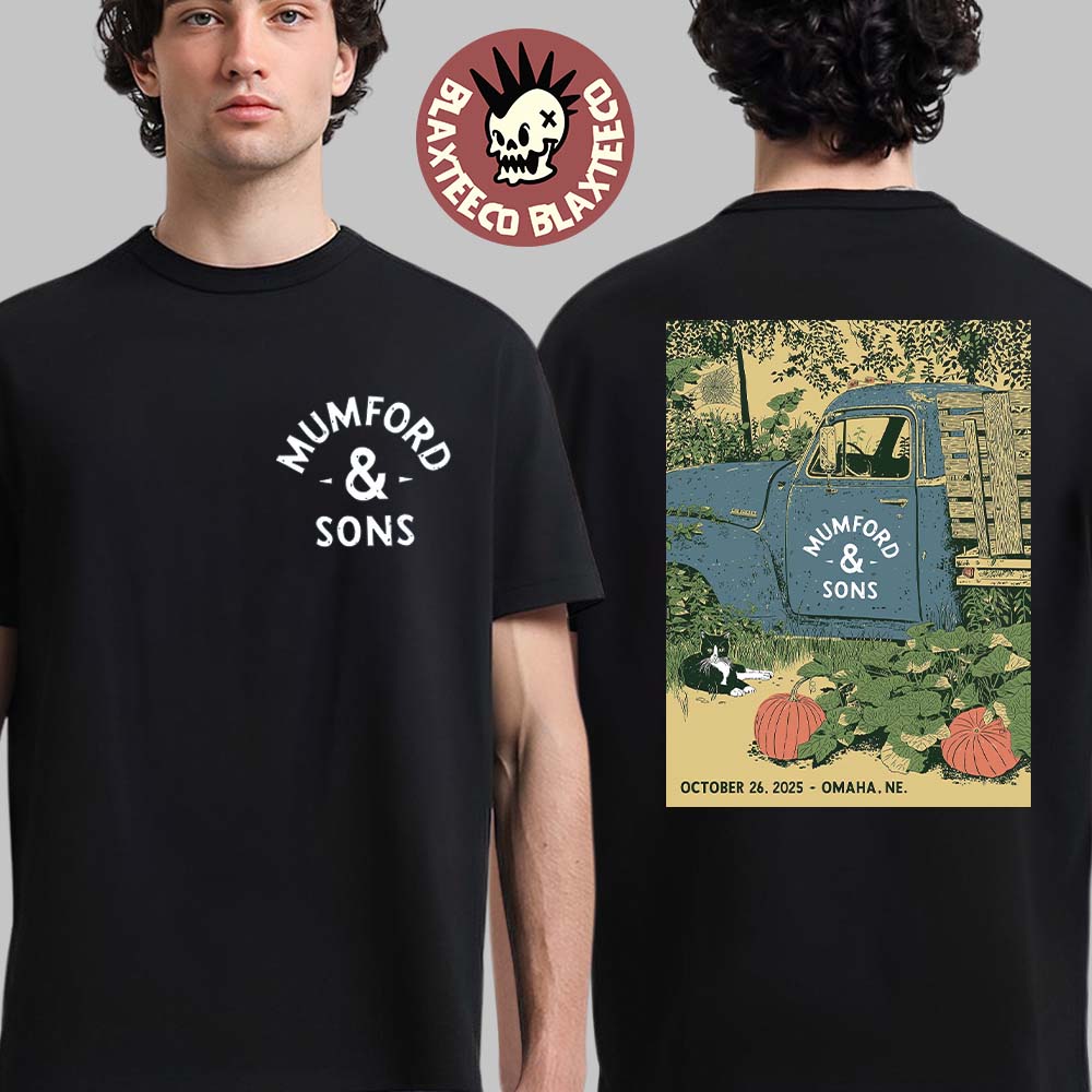 Mumford And Sons Omaha Nebraska 2025 Event Poster On October 26 2025 Two Sided T-Shirt