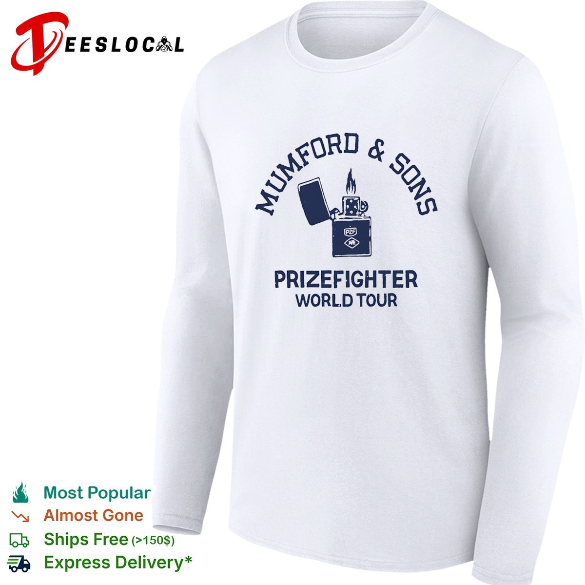 Mumford and Sons Prizefighter World Tour Zippo Lighter Logo Band Concert shirt