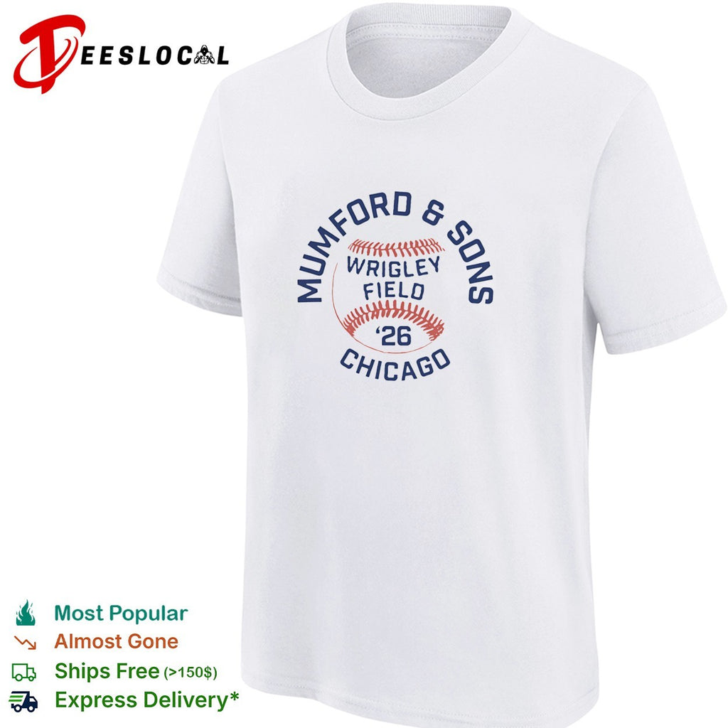 Mumford and Sons Wrigley Field Chicago 2026 baseball concert shirt