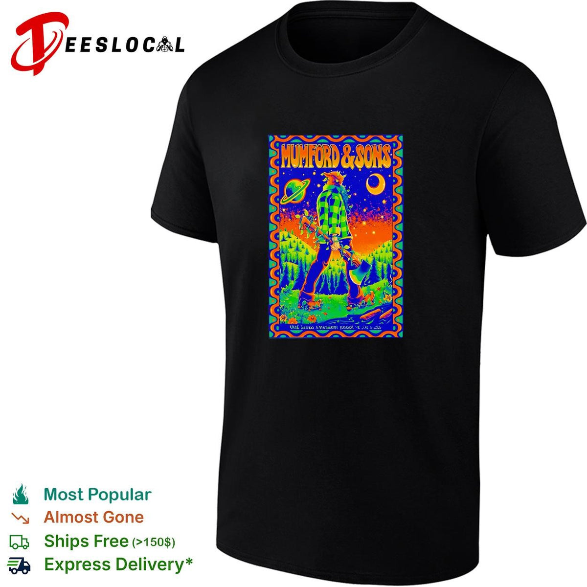 Mumford and Sons lumberjack under moon and stars concert flyer poster shirt