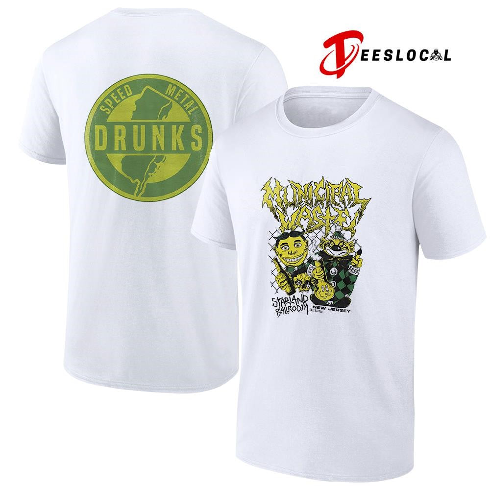 Municipal Waste tour Starland Ballroom speed metal drunk caricature graphic shirt