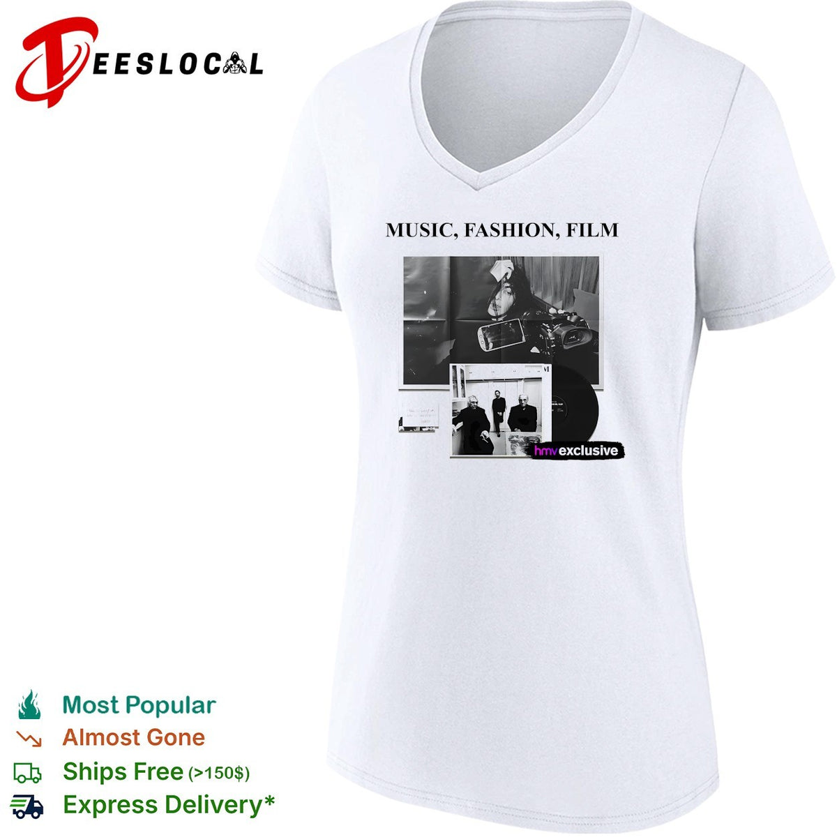 Music fashion film poster collage HMV exclusive vinyl shirt