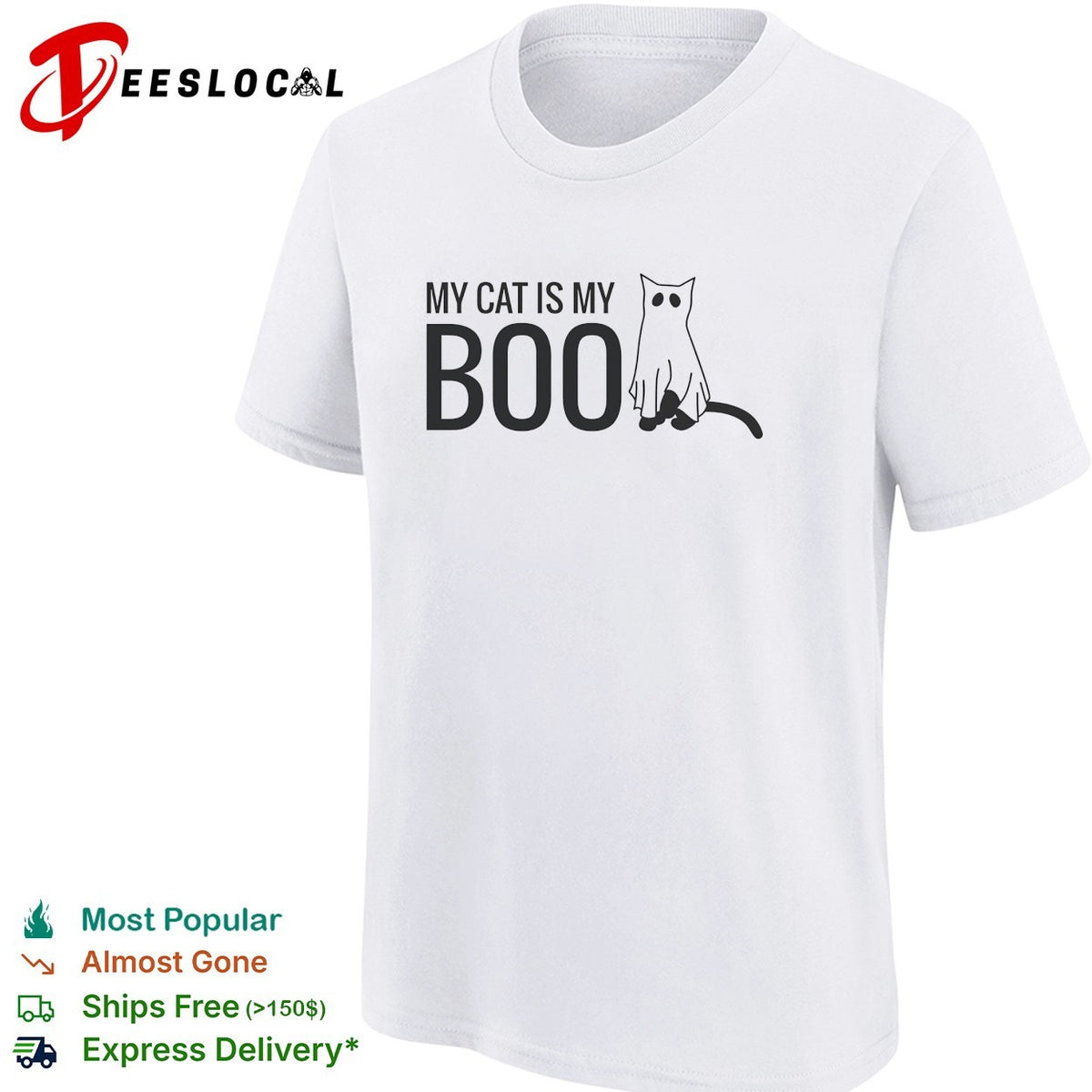 My Cat Is My Boo Ghost Halloween Costume Funny Animal Theme White Graphic Shirt