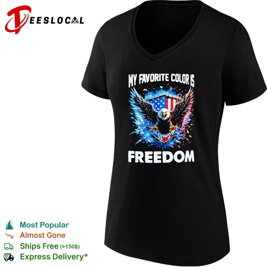 My favorite color is freedom bald eagle American flag lightning graphic shirt