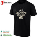 My girlfriend will kill you watch out dark humor bold text graphic shirt