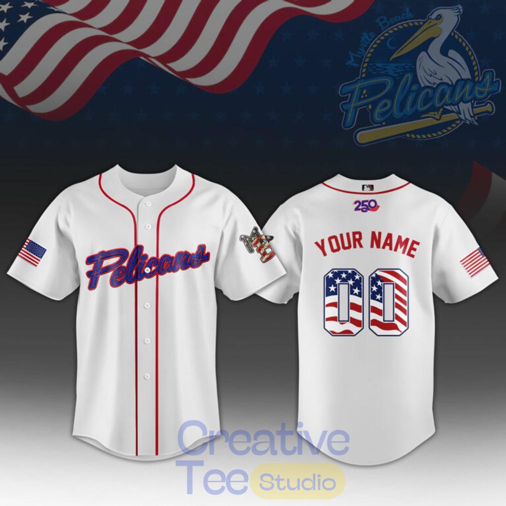 Myrtle Beach Pelicans 4th of July Baseball Jersey
