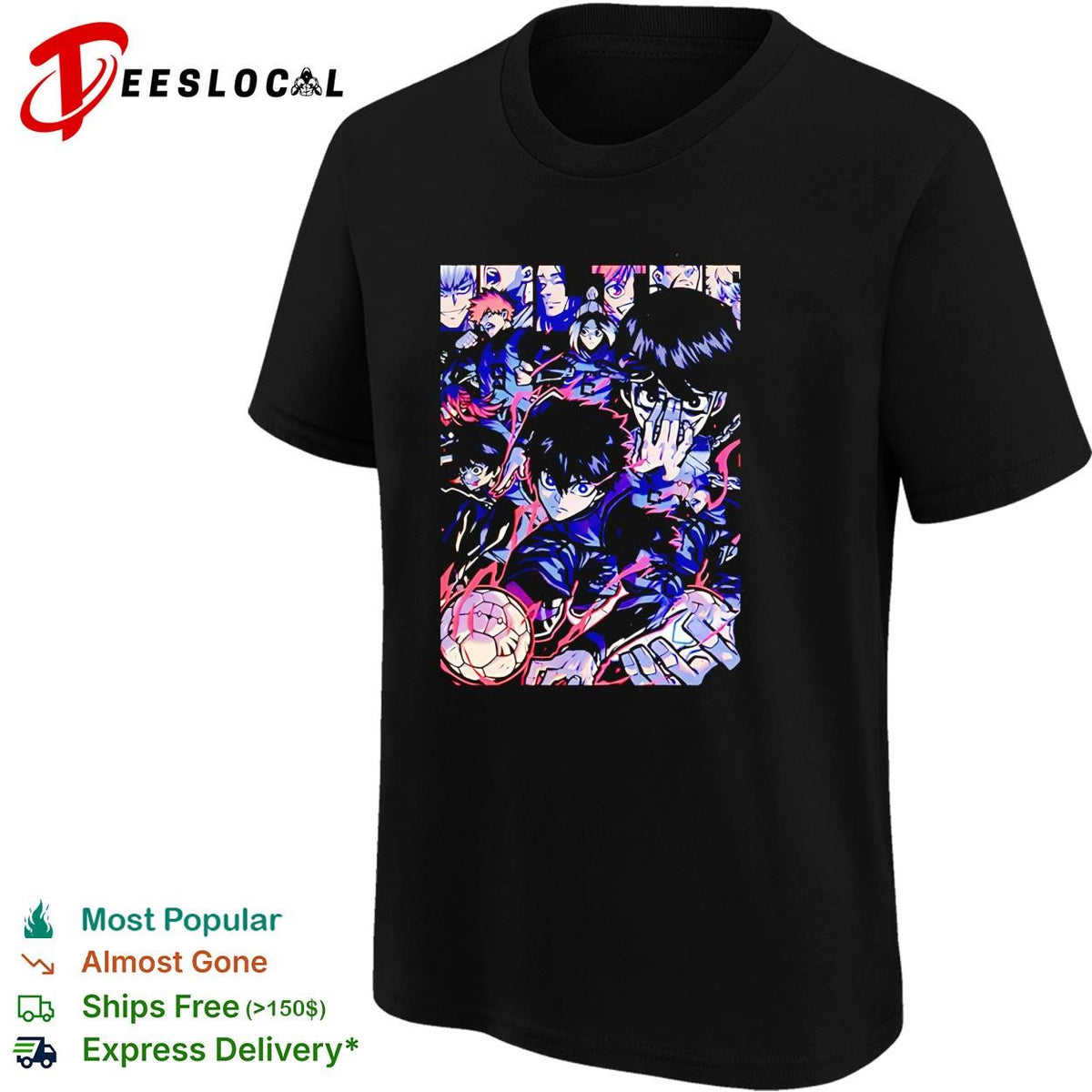 Blue Lock Isagi Yoichi anime manga characters soccer team collage poster shirt