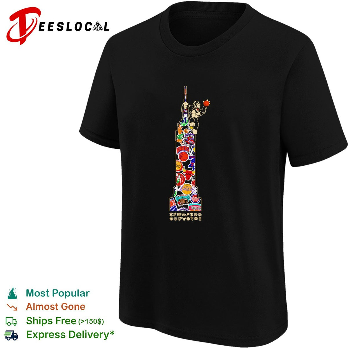 NBA Basketball Empire State Building Phoenix Suns Gorilla Lakers Knicks shirt