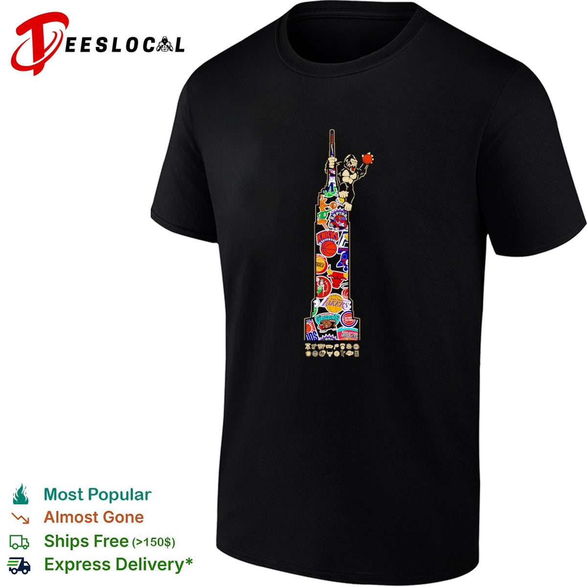 NBA Basketball Empire State Building Phoenix Suns Gorilla Lakers Knicks shirt