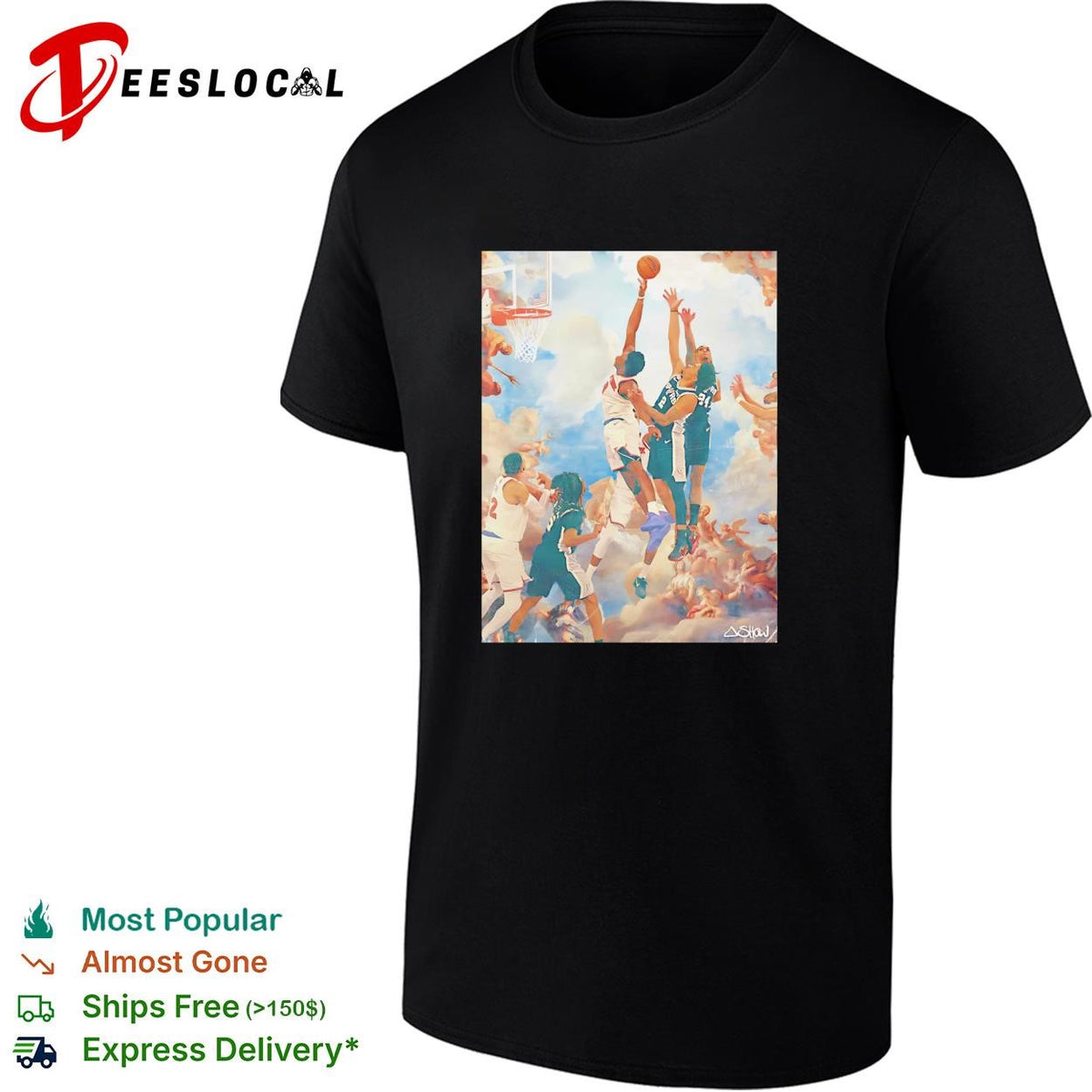 NBA basketball players classical Renaissance painting style art shirt