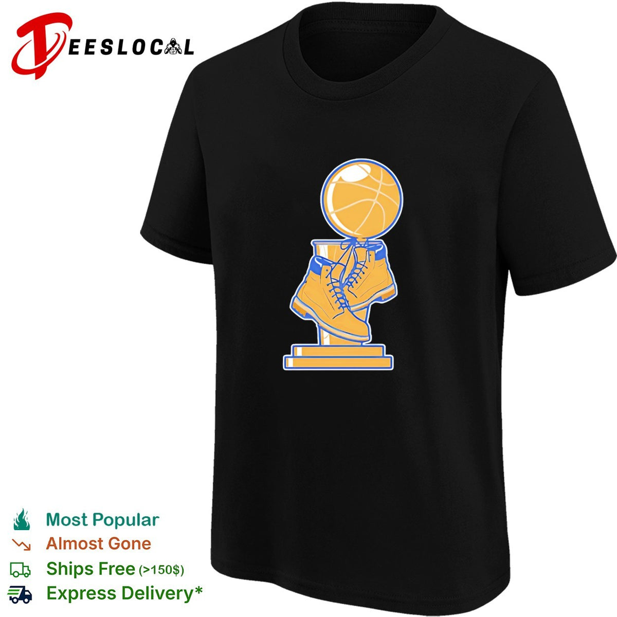 NBA championship trophy sitting on work boots boot culture art shirt