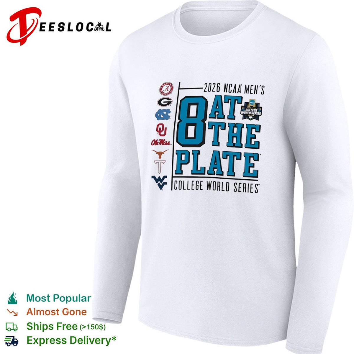 NCAA Men’s College World Series 2026 8 at the plate shirt