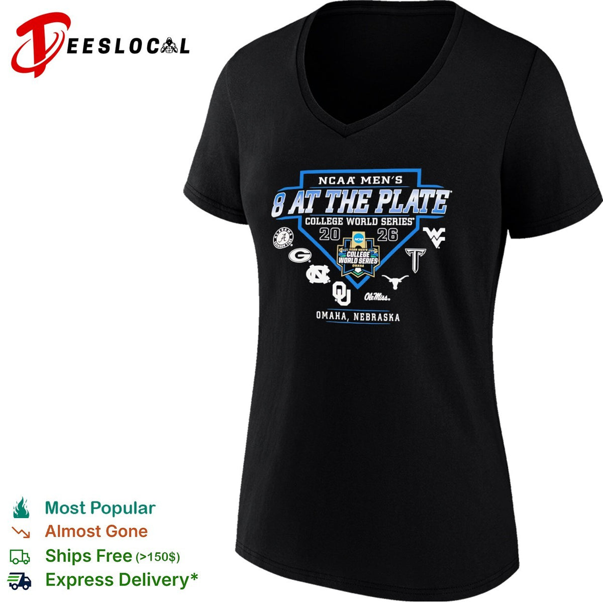 NCAA Men’s College World Series 2026 8 at the plate Omaha Nebraska shirt
