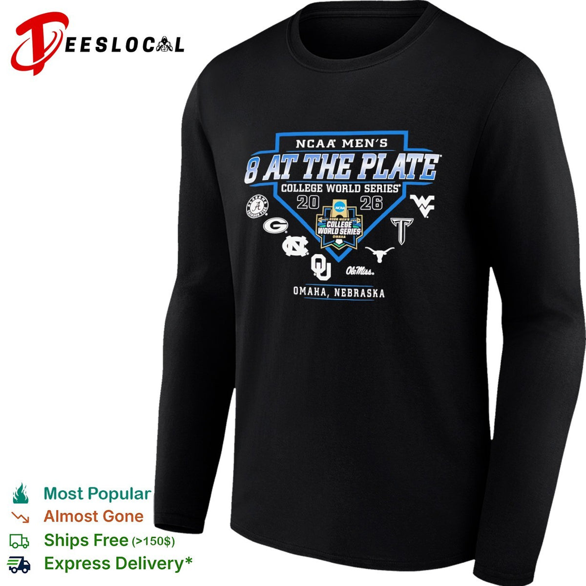 NCAA Men’s College World Series 2026 8 at the plate Omaha Nebraska shirt