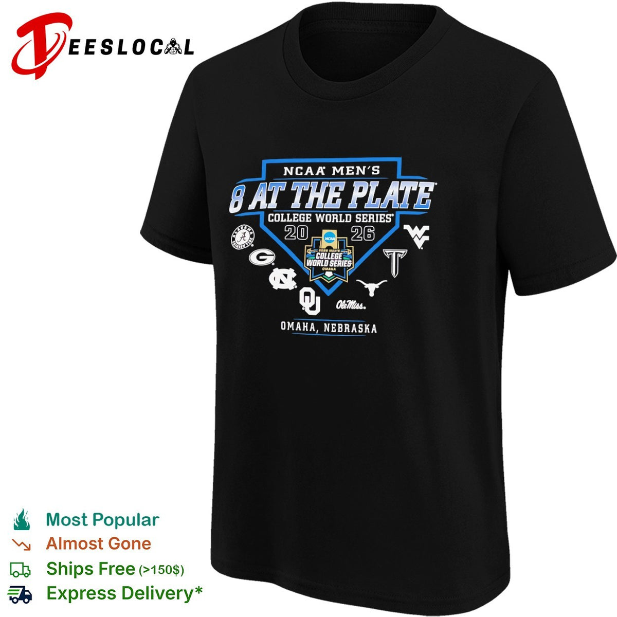 NCAA Men’s College World Series 2026 8 at the plate Omaha Nebraska shirt