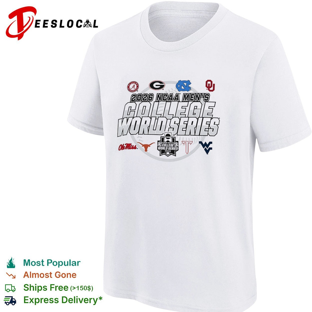 NCAA Men’s College World Series 2026 Alabama Georgia Tar Heels Ole Texas Troy West Virginia shirt