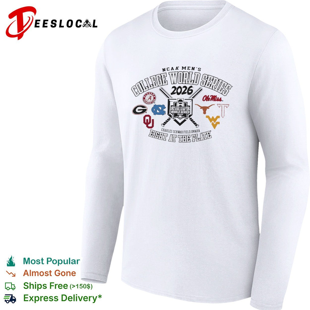 NCAA Men’s College World Series 2026 eight at the plate Charles Schwab field Omaha shirt