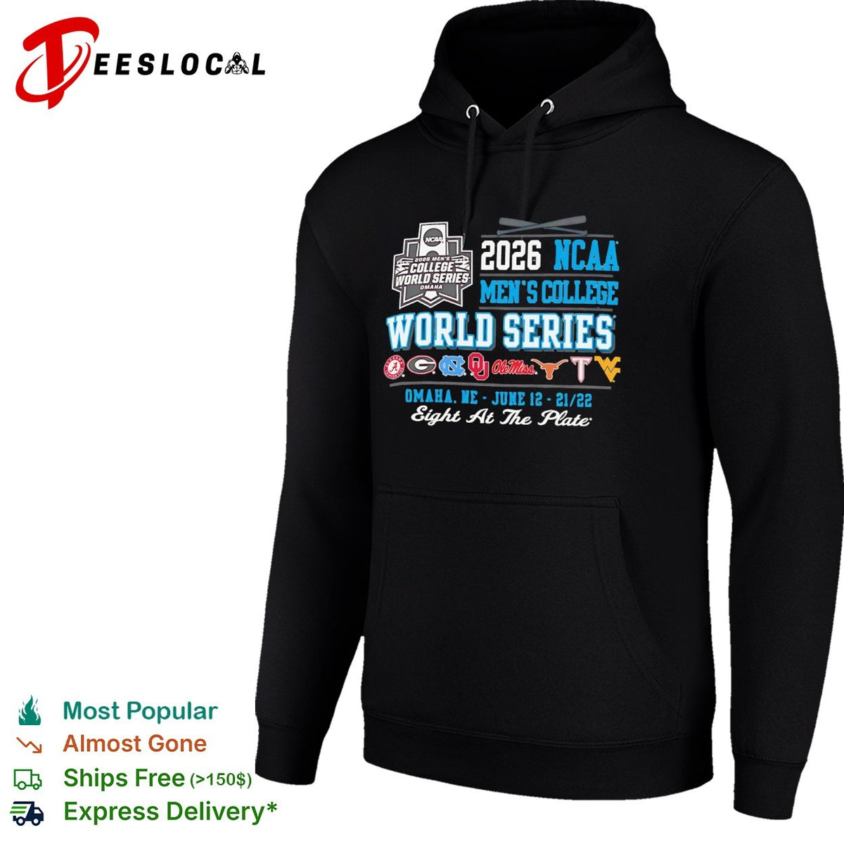 NCAA Men’s College World Series 2026 eight at the plate shirt