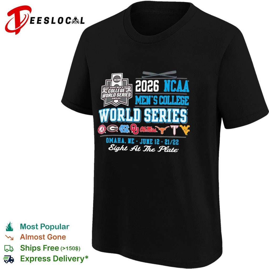 NCAA Men’s College World Series 2026 eight at the plate shirt