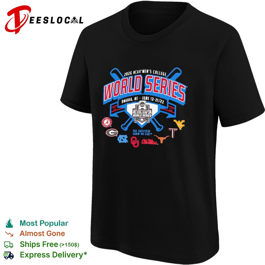 NCAA Men’s College World Series 2026 eight team logos shirt