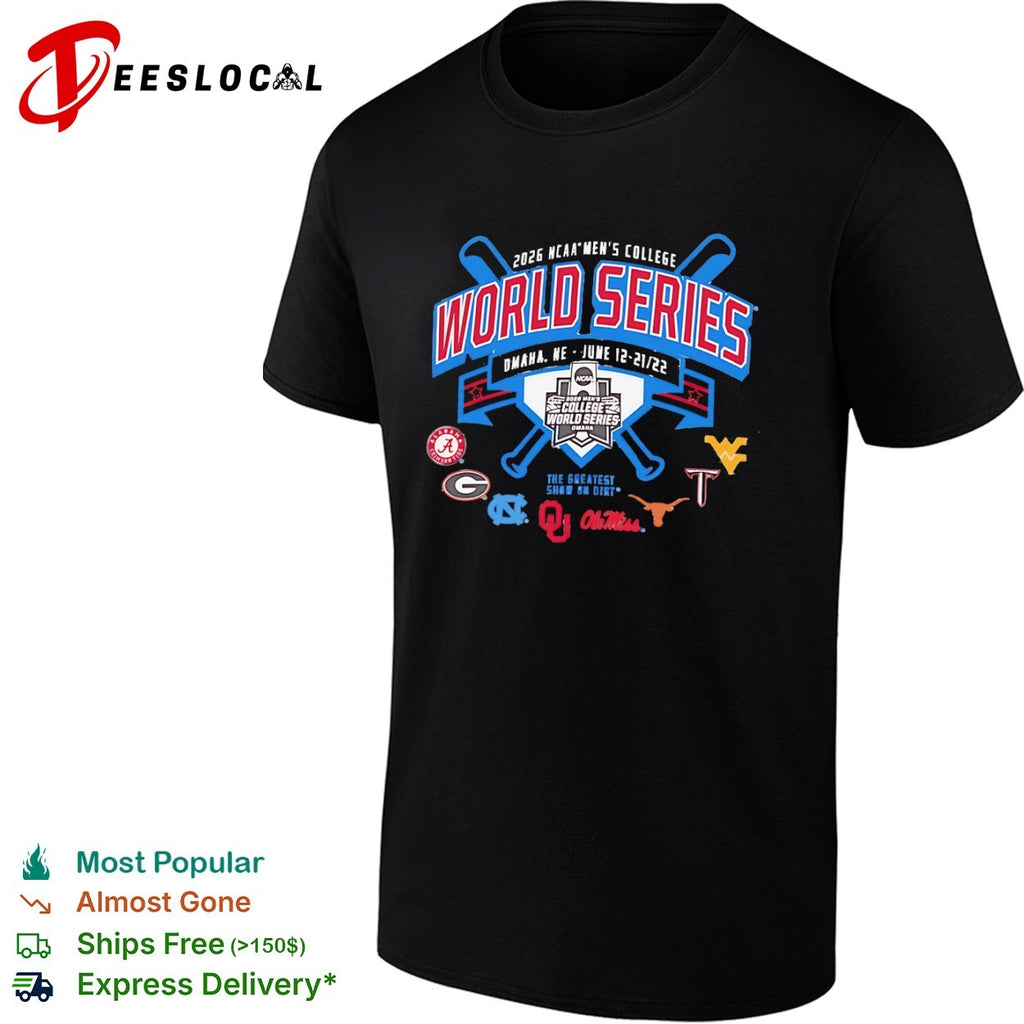 NCAA Men’s College World Series 2026 eight team logos shirt