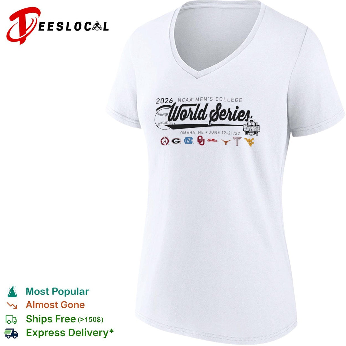 NCAA Men’s College World Series 2026 logos shirt