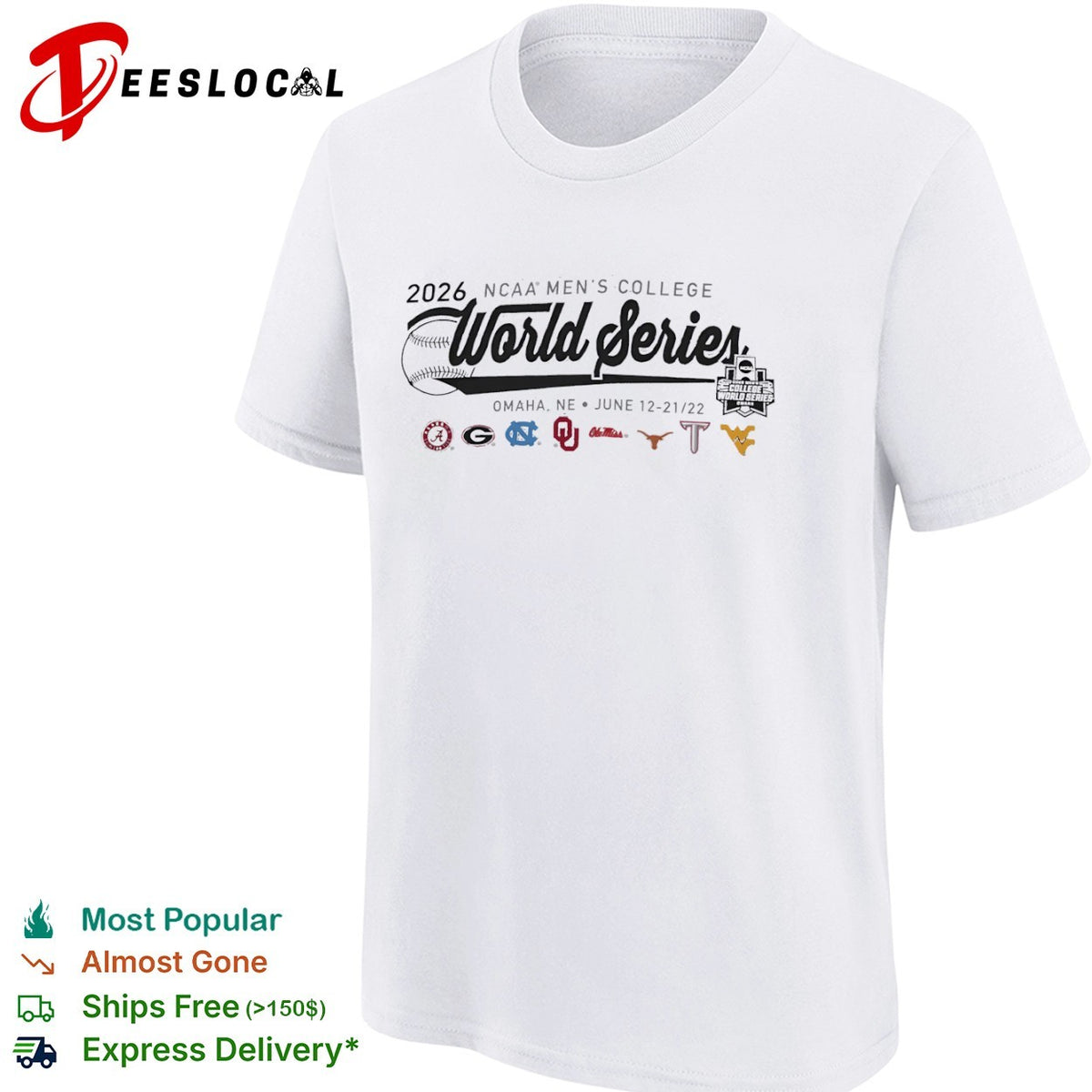 NCAA Men’s College World Series 2026 logos shirt
