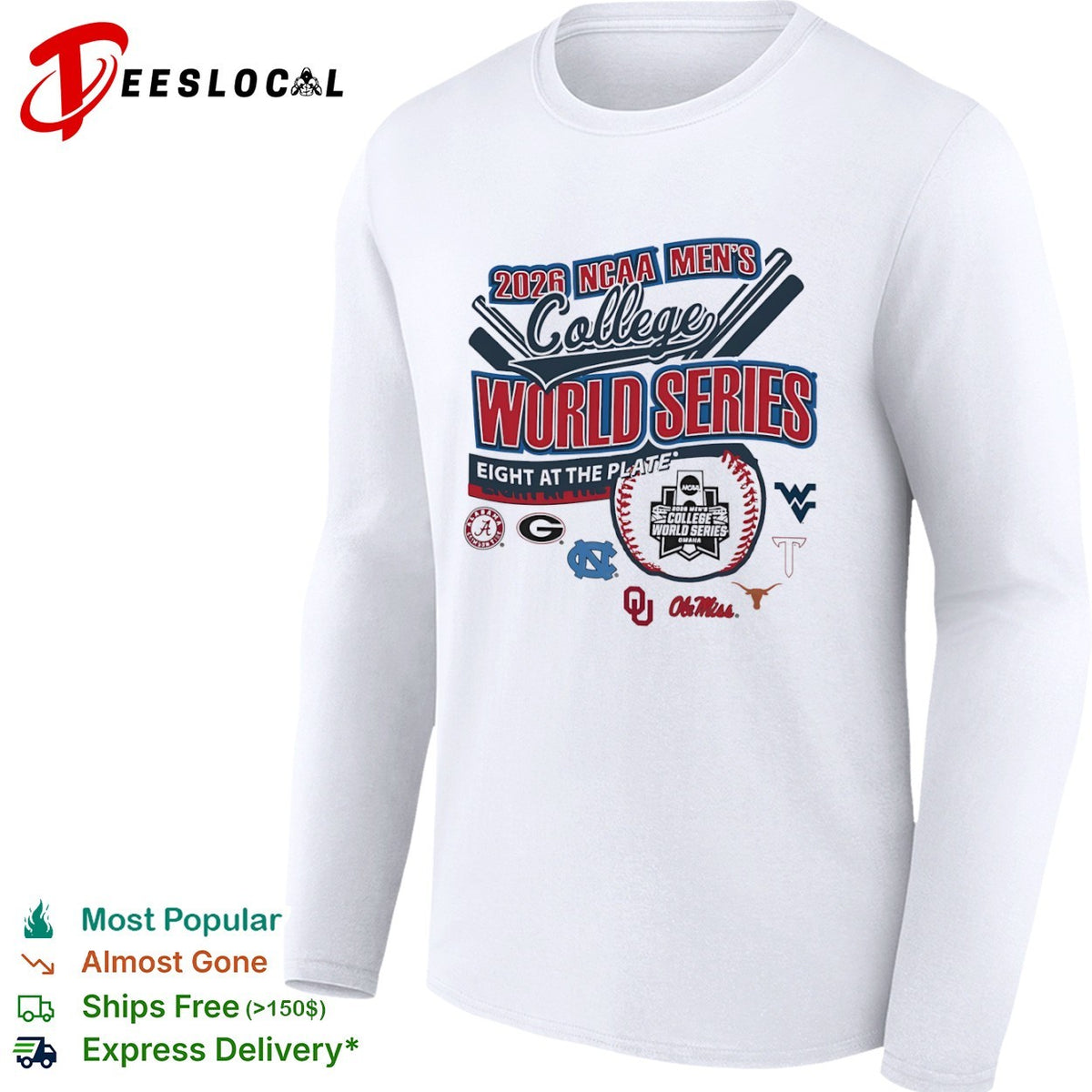 NCAA Men’s College World Series eight at the plate 2026 shirt