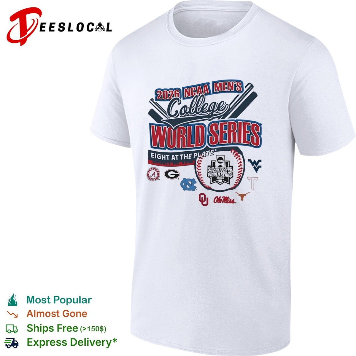 NCAA Men’s College World Series eight at the plate 2026 shirt
