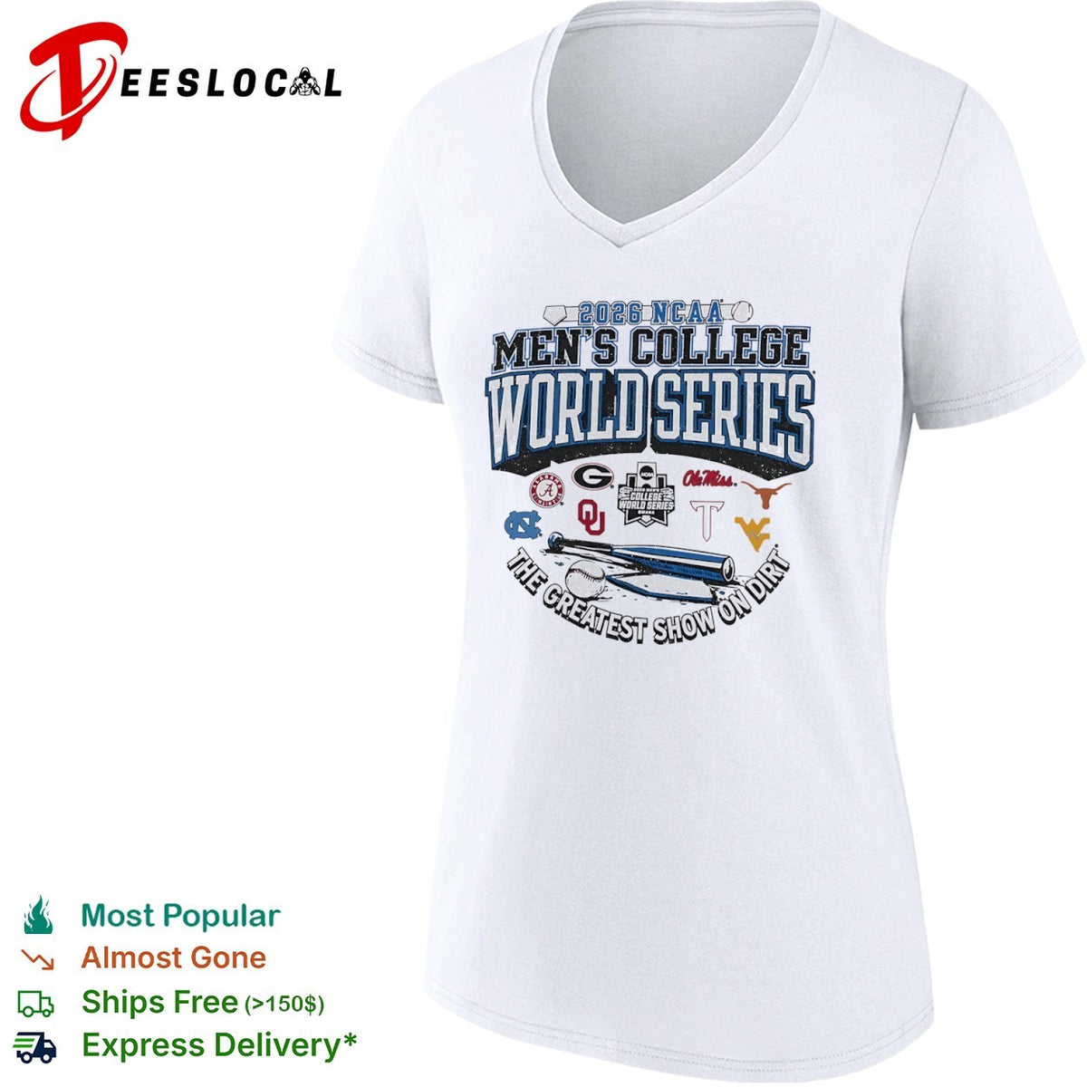 NCAA Men’s College World Series the greatest show on dirt eight team 2026 shirt