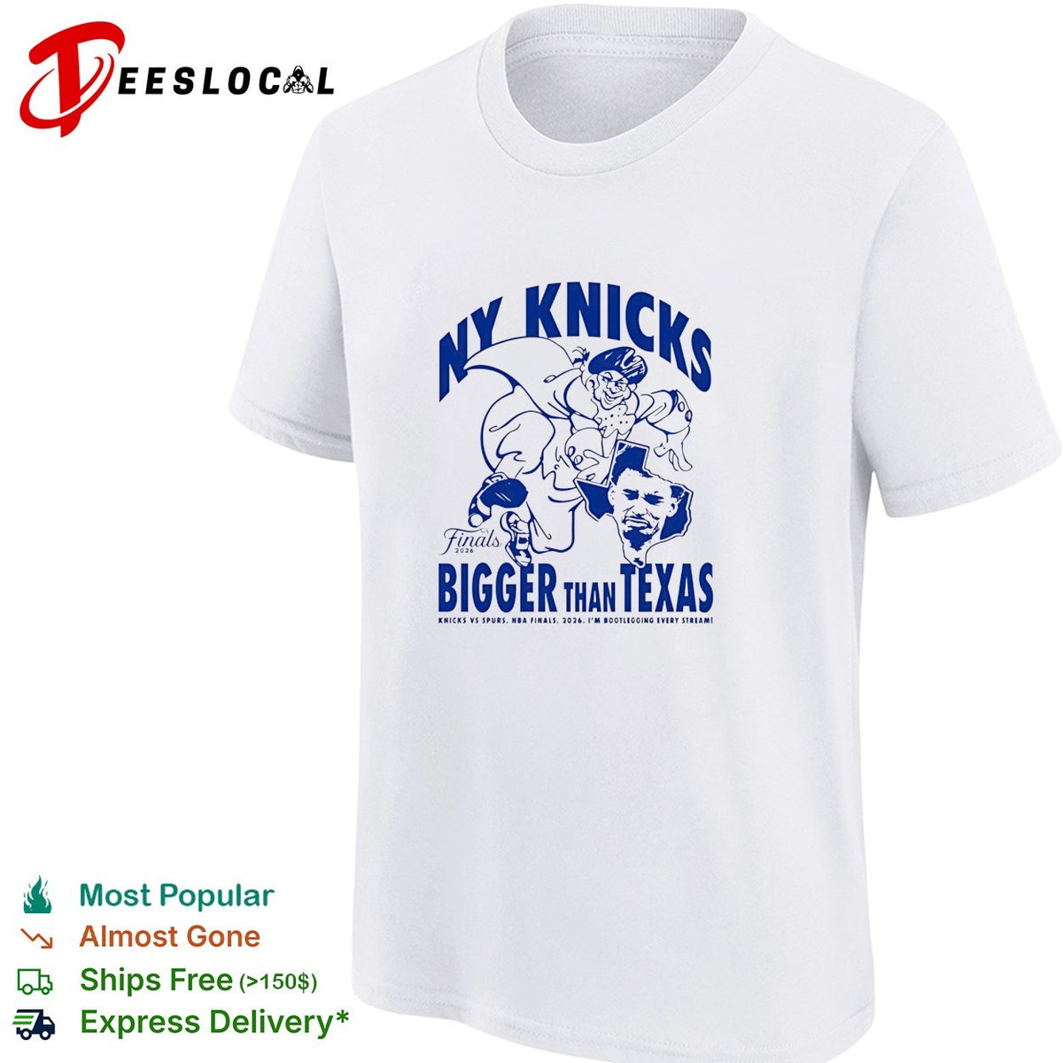NY Knicks bigger than Texas vs Spurs NBA Finals 2026 cartoon shirt