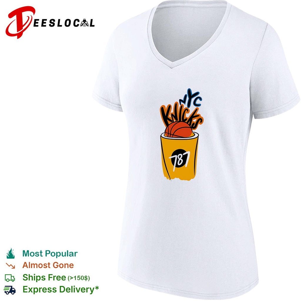 NYC Knicks basketball cup 787 graffiti art white shirt